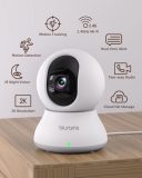 blurams Security Camera, 2K Indoor Camera 360-degree Pet Camera for Home Security w/ Motion Tracking, Phone App, 2-Way Audio, IR Night Vision, Siren, Works with Alexa & Google Assistant,White