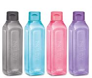 MILTON Sports Water Bottle Square Juice Box 4 Set Great for Juices Milk Smoothies Plastic Wide-Mouth Reusable Leak Proof Drink Bottle/Carton for School Bags Lunch Boxes Gym Flip Lid -BPA Free (17 oz)