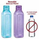 MILTON Sports Water Bottle Square Juice Box 4 Set Great for Juices Milk Smoothies Plastic Wide-Mouth Reusable Leak Proof Drink Bottle/Carton for School Bags Lunch Boxes Gym Flip Lid -BPA Free (17 oz)