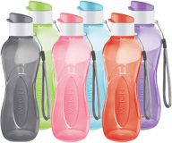 MILTON Water Bottle Kids Reusable Leakproof 12 Oz Plastic Wide Mouth Large Big Drink Bottle BPA & Leak Free with Handle Strap Carrier for Cycling Camping Hiking Gym Yoga - Set of 6