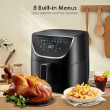LIVINGbasics Oil Free Air Fryer, 6QT Hot Air Fryers with 8 Cooking Preset and Digital Touch Screen Electric, Nonstick Basket, 1700W, ETL Licensed