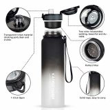 32 oz Water Bottle with Scale Marker, 1Liter Large Capacity Motivational Water Bottles BPA Free, Tritan Material, Flip Lid, Leakproof Security Lock for Fitness Gym Camping Cycling Traveling Office School (Gradient)