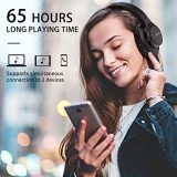 Bluetooth Headphones Over Ear, KVIDIO 65 Hours Playtime Wireless Headphones with Microphone, Foldable Lightweight Headset with Deep Bass,HiFi Stereo Sound for Travel Work Laptop PC Cellphone (Black)