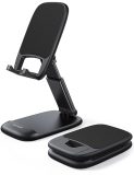 Lamicall Foldable Phone Stand for Desk - Height Adjustable Cell Phone Holder Portable Cellphone Cradle Desktop Dock Compatible with iPhone 14 15 Pro Max Plus, 13 Pro Max Mini, 12 11, 4-8'' Smartphone