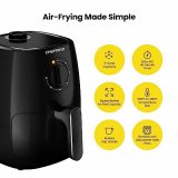 Chefman TurboFry 2-Quart Air Fryer, Dishwasher Safe Basket & Tray, Use Little to No Oil For Healthy Food, 60 Minute Timer, Fry Healthier Meals Fast, Heat And Power Indicator Light, Temp Control, Black
