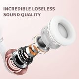 Uliptz Wireless Bluetooth Headphones, 65H Playtime Over Ear Headphones with Microphone, 6EQ Sound Modes Wireless Headphones, Foldable Bluetooth 5.3 Headphones for Office/PC (Rose Gold)