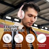 Uliptz Wireless Bluetooth Headphones, 65H Playtime Over Ear Headphones with Microphone, 6EQ Sound Modes Wireless Headphones, Foldable Bluetooth 5.3 Headphones for Office/PC (Rose Gold)