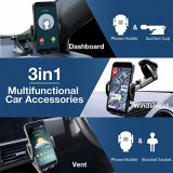 Phone Holder Car, [Strong Suction] Universal Car Cell Phone Holder, 360° Rotary Adjustable Car Phone Mount for Dashboard Windshield and Vents, Suitable for All 4”-7” Mobile Phones, Black