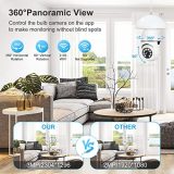 2PCS Light Bulb Security Camera Wireless Outdoor/Indoor, 3MP/2.4G WiFi Surveillance Camera, 360°Pan-Tilt Bulb Camera with Human Motion Detection&Alert/Two-Way Audio/Full Color Night Vision/Remote View