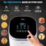 Bear Air Fryer, 5.3Qt for Quick and Oil-Free Healthy Meals, Easy View, Smart Digital Touchscreen, Shake Reminder, Dishwasher-Safe&Non-stick Basket, Disposable Paper Liner and Recipes included,White