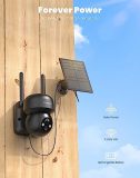 FOAOOD 2K Security Camera Wireless Outdoor Solar, 360° PTZ Camera Surveillance Exterieur, Color Night Vision, PIR Motion Detection, 2-Way Audio, IP66 Waterproof, 2.4G WiFi