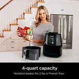 Ninja Air Fryer, 1550-Watt Programmable Base, Reheating & Dehydrating with 4-Quart Ceramic Coated Basket (AF101), Black/Gray