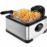 Chefman 4.3 Liter Deep Fryer with Basket for Home Use, XL Jumbo Size Fry Basket Strainer, Adjustable Temperature & Timer Fish Fryer, Chicken Fryer, French Fry Maker, Gifts for Cooks, Stainless Steel