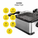 Chefman 4.3 Liter Deep Fryer with Basket for Home Use, XL Jumbo Size Fry Basket Strainer, Adjustable Temperature & Timer Fish Fryer, Chicken Fryer, French Fry Maker, Gifts for Cooks, Stainless Steel