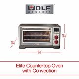 Wolf Gourmet Elite Digital Countertop Convection Toaster Oven with Temperature Probe and 7 Cooking Modes, Stainless Steel, Red Knobs (WGCO150S-C)