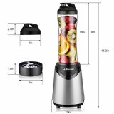 La Reveuse Smoothies Blender Personal Size 300 Watts with 2 Pieces 18 oz BPA Free Portable Travel Sports Bottles (Silver 2 Cups)