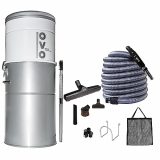 OVO PAK70DP-40 Heavy Duty Powerful Central Vacuum System, Hybrid Filtration (with or Without Disposable Bags) 35L or 9.25Gal, 700 Air watts with 40ft Deluxe Plus Accessory kit Included, Sliver