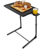 LORYERGO TV Table - TV Tray，Foldable Couch Table, Food Tray Tables with 6 Height & 3 Tilt Angle, TV Table for Eating with Cup Holder, Folding Laptop Table for Bed & Sofa (Black)