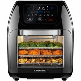 CHEFMAN Multifunctional Digital AirFryer+ Rotisserie,Dehydrator, Convection Oven17 Touch Screen Presets Fry,Roast,Dehydrate, Bake, XL 10L Family Size,Auto Shutoff,Large Easy-View Window Black,10 Quart