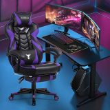 Zeanus Purple Gaming Chair for Adults Big and Tall Computer Gaming Chair Gaming Chair with Massage Ergonomic Gaming Chair with Footrest Reclining Chair High Back Racing Chair E-Sports Gamer Chair