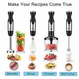 Keylitos 5-in-1 Immersion Hand Blender, Powerful 800W 12-Speed Handheld Stick Blender with Stainless Steel Blades, Chopper, Beaker, Whisk and Milk Frother for Smoothie, Baby Food, Sauces Red,Puree, Soup (Black)