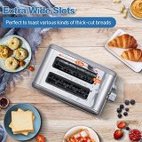 Toaster 2 Slice, CUSIMAX Stainless Steel Toaster with Large LED Display, Bread Toaster 1.5'' Extra-wide Slots with 6 Browning Settings, Cancel/Bagel/Defrost Function, Removable Crumb Tray, Silver