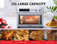 TOSHIBA WTU-A25ASS Toaster Oven Air Fryer, 10-in-1 Cooking Function, Countertop Convection Oven, LED Display, 6 Heating Element, 5 Accessories, 6-Slice Bread/12-Inch Pizza, 1750W, Stainless Steel