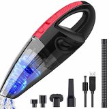 MK.Dull Handheld Vacuum Cleaner, Cordless Rechargeable Lightweight Portable Mini Hand Vac with Powerful Cyclonic Suction for Wet Dry Car Pet Hair Home Use (red)