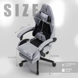 Dowinx Gaming Chair Fabric with Pocket Spring Cushion, Massage Game Chair Cloth with Headrest, Ergonomic Computer Chair with Footrest 290LBS, Black and Grey