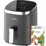 Air Fryer, Fabuletta 9 Customizable Smart Cooking Programs Compact 4QT Air Fryers, Shake Reminder, 450°F Digital Airfryer,Tempered Glass Display, Dishwasher-Safe & Nonstick, Fit for 2-4 People, Grey