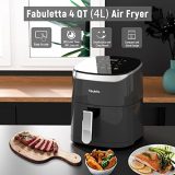 Air Fryer, Fabuletta 9 Customizable Smart Cooking Programs Compact 4QT Air Fryers, Shake Reminder, 450°F Digital Airfryer,Tempered Glass Display, Dishwasher-Safe & Nonstick, Fit for 2-4 People, Grey