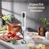 Powerful Immersion Blender, Electric Hand Blender 500 Watt with Turbo Mode, Detachable Base. Handheld Kitchen Blender Stick for Soup, Smoothie, Puree, Baby Food, 304 Stainless Steel Blades (White)