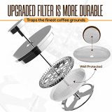 KICHLY - 50 OZ French Press, 100% Stainless Steel Double Walled Insulated Coffee Press with Fine Filters, Espresso & Tea Maker - Silver