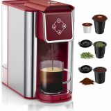 SIFENE Single Serve Coffee Machine, 3-in-1 Pod Coffee Maker for K-Pod Capsule, Ground Coffee, and Leaf Tea with 6-10 oz Cup Size, 50 oz Removable Water Reservoir, Red