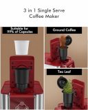 SIFENE Single Serve Coffee Machine, 3-in-1 Pod Coffee Maker for K-Pod Capsule, Ground Coffee, and Leaf Tea with 6-10 oz Cup Size, 50 oz Removable Water Reservoir, Red