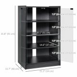 HOMCOM 5-Tier Media Stand, DVD Storage Cabinet with 3-Level Adjustable Shelves, Tempered Glass Doors, and Cable Management, Black