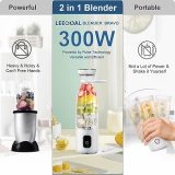 Leegoal Portable Blender, 300W Personal Blender for Shakes and Smoothies High Speed Ice Blender for Kitchen 6000mAh Cordless Travel Mini Blender Bravo 20oz Cup to go (White, Travel Version)