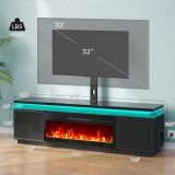 Rolanstar Fireplace TV Stand with Led Lights and Power Outlets, TV Stand Mount with Electric Fireplace, Black Entertainment Center for 45/50/55/60/65/70 inch TVs, Modern TV Console for Living Room