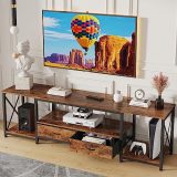 TV Stand with Drawers for 75 80 Inches TV - Entertainment Center and Industrial TV Console Table with Open Storage Shelves for Living Room, Bedroom - 71.5" Rustic Brown
