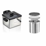 Hamilton-Beach #35043C 5 Litre Deep Fryer with Timer, Stainless Steel, Large & Oggi Stainless Steel Jumbo Grease Container with Removable Strainer and Snug Lid.