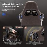 GTPLAYER Gaming Chair, Computer Chair with Footrest and Bluetooth Speakers, High Back Ergonomic Music Gamer Chair, Reclining Game Chair with Linkage Armrests for Adults and Kids (Light Brown)